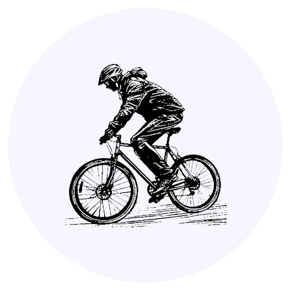 24 x 40mm Round 'Cyclist Side View' Stickers (SK00068681)