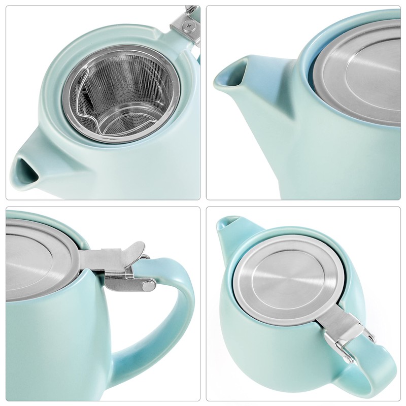 Tealyra - Pluto Porcelain Small Teapot Turquoise - 18.2-ounce (1-2
