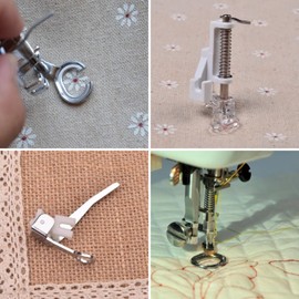 4Pcs Large Metal Darning, Free Motion Sewing Machine Presser Foot, Sewing Machine Accessories for Most Sewing Machines (Includes Close Toe, Open Toe, Quilting Foot, Embroidery Foot)