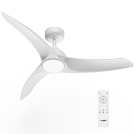 TAVZAKE Ceiling Fans with Lights, 42 inch Low Profile Ceiling Fan with Light and Remote Control, Flush Mount, 3CCT, Dimmable, Quiet Reversible Motor, White Ceiling Fan for Bedroom Indoor/Outdoor Use