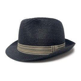 Funky Junque Mens Fedora Hats – Stylish Straw Hats for Men, Classic Men's Fedoras, Short Brim Panama Beach Hat, Summer Dress Hat - Jet Black (Small/Medium)