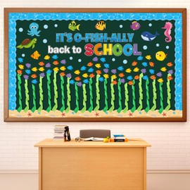 Epakh Summer Sea Bulletin Board Set O-Fish-Ally Back to School Classroom Decorations Tropical Marine Fish Paper Cutouts for School Home Wall Door Decor Ocean Birthday Party Supplies