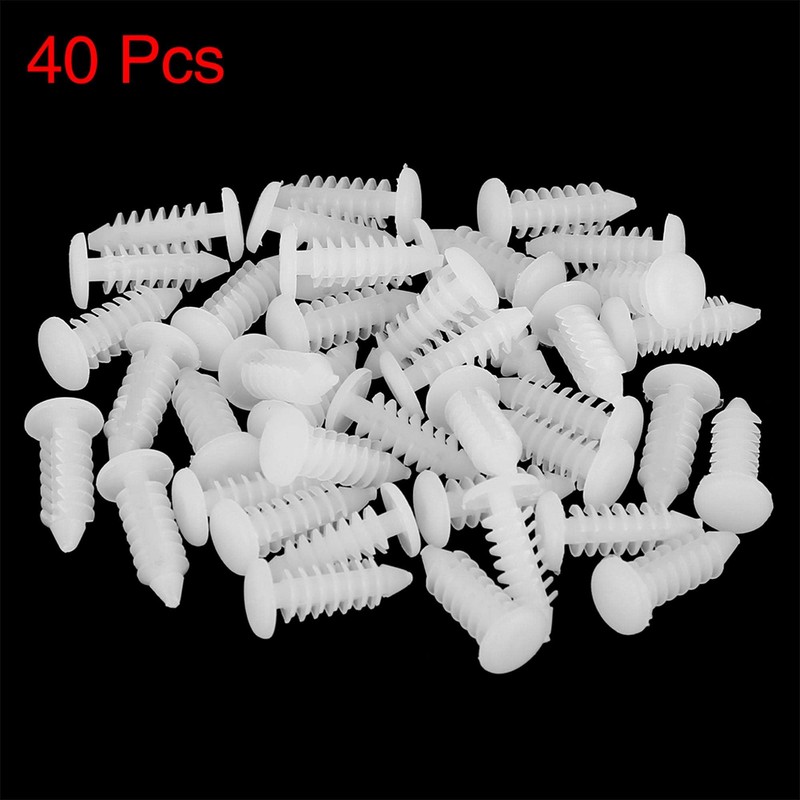 40pcs 6mm Hole Dia Plastic Bolt Rivets Fastener Fender Bumper
