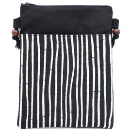 Whole Round Shoulder Bag Pochette Bamboo Made in Japan Black Approx. 7.7 x 9.8 x 0.3 inches (19.5 x 25 x 0.8 cm)