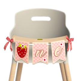 Strawberry High Chair Banner - ONE Banner Decoration, Berry First Birthday Banner, Strawberry Theme, Strawberry Party Decoration, Sweet One (ONE card Strawberry)