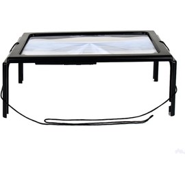 WADY Lupa para Leer Gran Página A4 Manos Libres 3X con LED Rectangular Plegable - Escritorio para Niños Mayores Baja Visión (Negro)