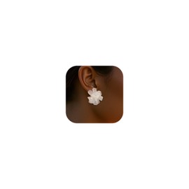 Flower Cluster Earrings for Women White Pink Blossom Design Clip on Flower Earrings