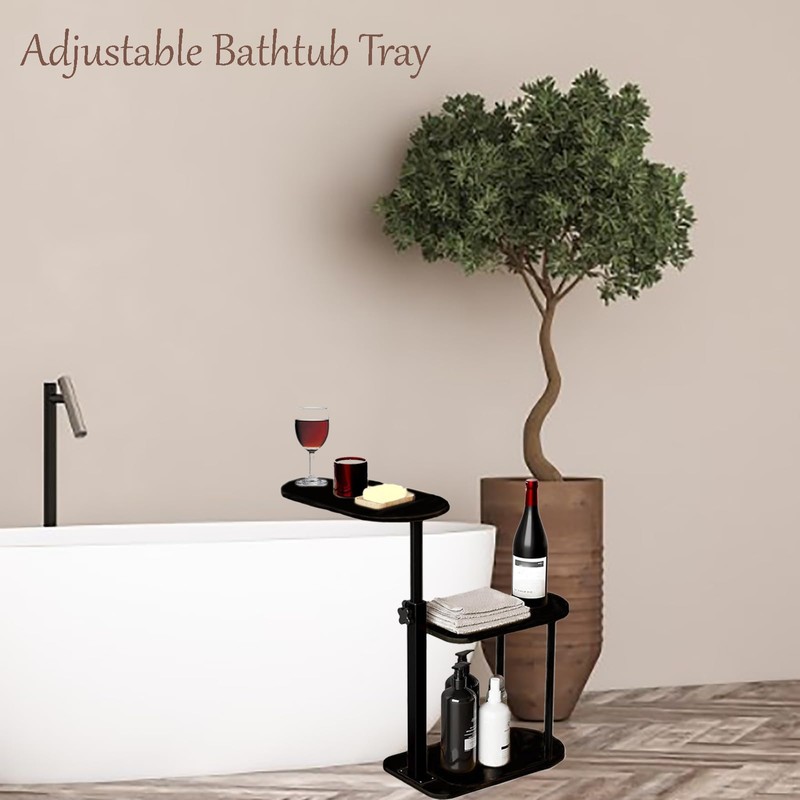 MOYUXIAO 3 Layer Bath Tub Tray Table,Bathtub Trays,Height Adjustable Bathtub