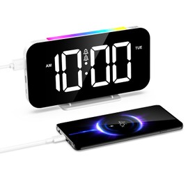 Ankilo Wecker digital für Tiefschläfer,Neuester RGB Farbenfroh Uhr mit Licht,Wecker Kinder,Farbwechsel Nachtlicht,Uhren mit Ladestation,Nachttischwecker mit Großer LED Anzeige,dimmbare Helligkeit