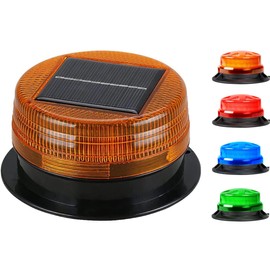 Solar LED Beacon Light Emergency Warning Strobe Light with Magnetic Base, Wireless Waterproof Recovery Beacon Light for Cars Truck Tractors Bus Forklift SUV Construction Vehicle