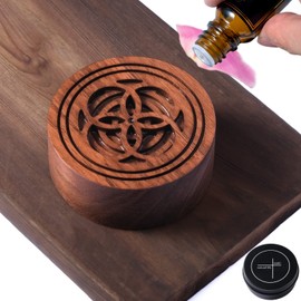 Oaec Aroma Stone Wooden Aroma Dish in Tin Black Walnut Diameter 2.0 x Height 0.8 inches (50 mm) x Height 0.8 inches (50 mm) x Height 0.8 inch (20 mm) for Car Portable Aroma Pot Aroma Soap Solid