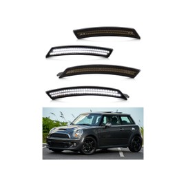 PWOBVZ Smoked Lens White Led Side Marker Light Kit for MINI Cooper R55 R56 R57 R58 R59 R60 R61, Front Rear Bumper Fender Running Light Reflectors with Dual row chips, Pack of 4