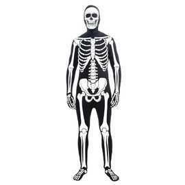 Rubies Adult Skeleton Man Bone Skin Suit Costume, As Shown, X-Large