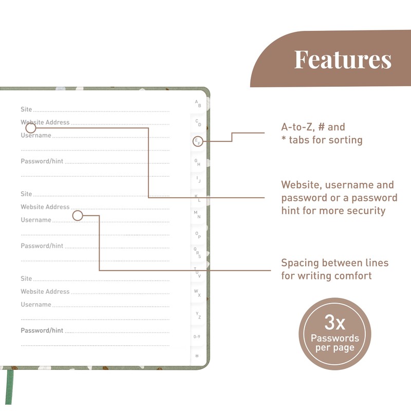 Rileys & Co. Compact Terrazzo Password Book | Alphabetically Assorted,