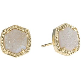 Kendra Scott Davie Stud Earrings Gold Iridescent Drusy One Size
