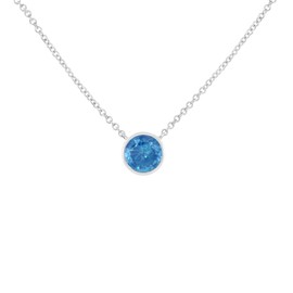 Original Classics .925 Sterling Silver 1/10 Carat Blue Diamond Suspended Bezel-Set Solitaire 16"-18" Adjustable Pendant Necklace (Color Enhanced, I1-I2 Clarity)