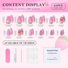 XZMeiLun Handmade 3D Fruit Colour Press On Nails Medium Almond, 3D Cherry Strawberry Sweet Orange Designer Reusable Acrylic Fake Nails With Glue On Nails, Nails Press Ons Daily Wear Nails For Women