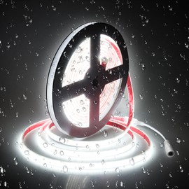 ALITOVE 24V LED Strip Lights Waterproof IP68 Daylight White 6500k COB LED Strip 16.4ft CRI>90 Super Bright Dotless LED Tape Lights for Bedroom Cabinet Pool DIY Lighting(Without Power Supply)