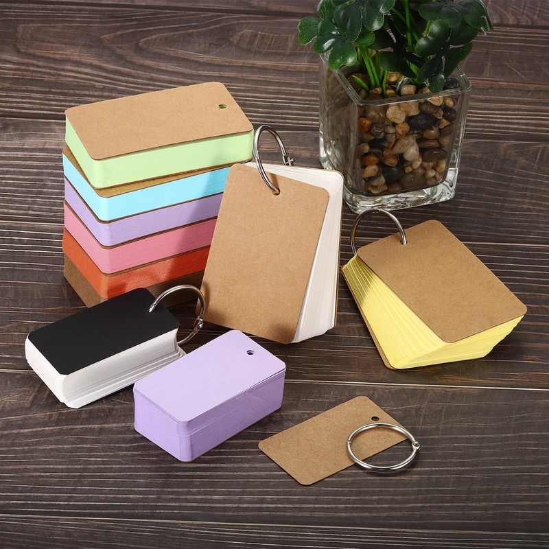 PATIKIL 3.5" x 2" Blank Flash Cards with Rings, 300