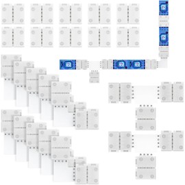 Redtron LED Stripe Connector, 22 Pieces 4 Pin 10 mm Solder-less LED Corner Connector for RGB SMD 5050/3528 LED Strip, Includes LED Strip Connectors, L-shaped Corner Connectors, T-shaped Connectors.