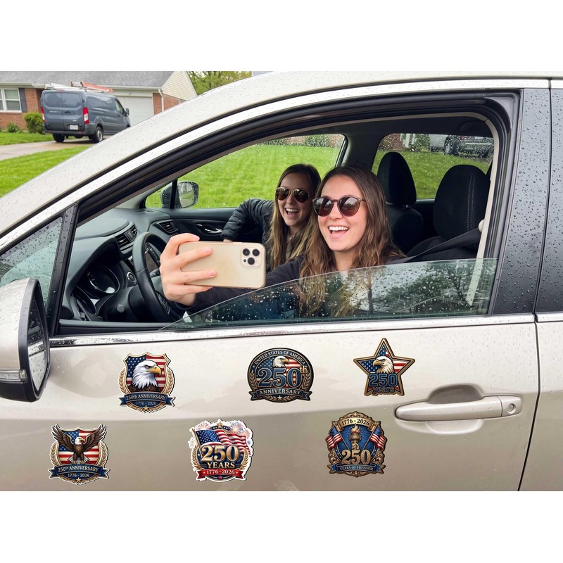 8 PCS 250th Anniversary USA Patriotic Car Magnet