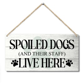 Spoiled Dog Lives Here Dog Lover Rustic Wooden Hanging Sign Decor, Front Door Wall Decor Sign Wood Plaque for Farmhouse Garden Home Porch Entryway, Pet Paw Hanging Wall Art Gift (1 pack)-10