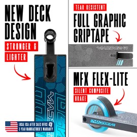 Madd Gear MG3 Elite Series Complete Trick Scooter - Aircraft Grade Aluminum Stunt Scooter for Kids 8 Years and Up - Best Pro Scooter for Beginners to Intermediate Boy and Girls (Black/Blue)