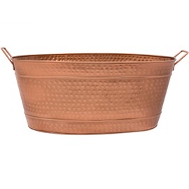Achla Designs Oval Hammered Copper Plated Galvanized Tub