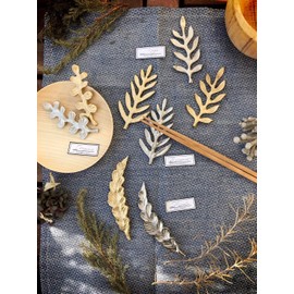 ALPLRUGD Keystone Chopsticks Rest Cutlery Rest Aluminum Plants Arugula Gold 1.0 x 4.5 inches (2.5 x 11.3 cm)