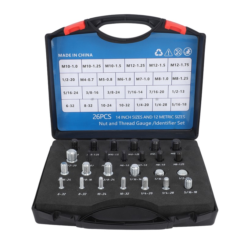 26 PCS Nut Bolt Thread Checker High Accuracy Carbon Steel