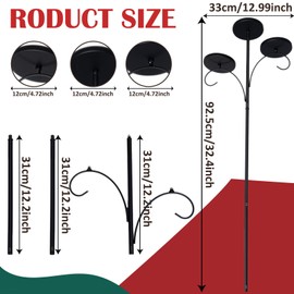 32.4 Inch Black Triple Christmas Tree Topper, Candle Tree Topper, Christmas Decorations Candle Holder