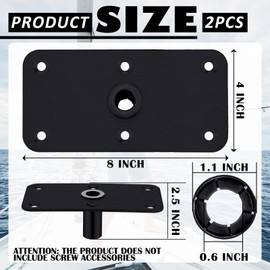 MorningRo 2 Pcs Boat Seat Pedestal Seat Post Base Stainless Steel Pedestals for 3/4" Seat Pin Post Socket, Heavy Duty Boat Accessories(Black,4''x 8'')