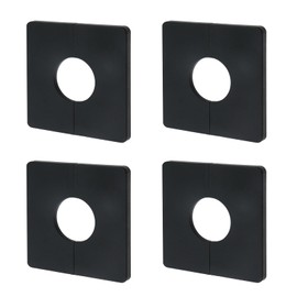 LC LICTOP Wall Split Flange Escutcheon Plate, 4Pcs 1.33 Inch Hole, Black Self-Adhesive Pipe Cover, 3.38 Inch ABS Square Faucet Cover, Water Pipe Wall Hole Decoration for Laundry Bathroom Kitchen