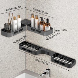 Juego de 2 Estantes para Baño Accesorios（Dos opciones de instalación）, Repisas para Baño Organizador - Organizador de Baño de Acero Inoxidable
