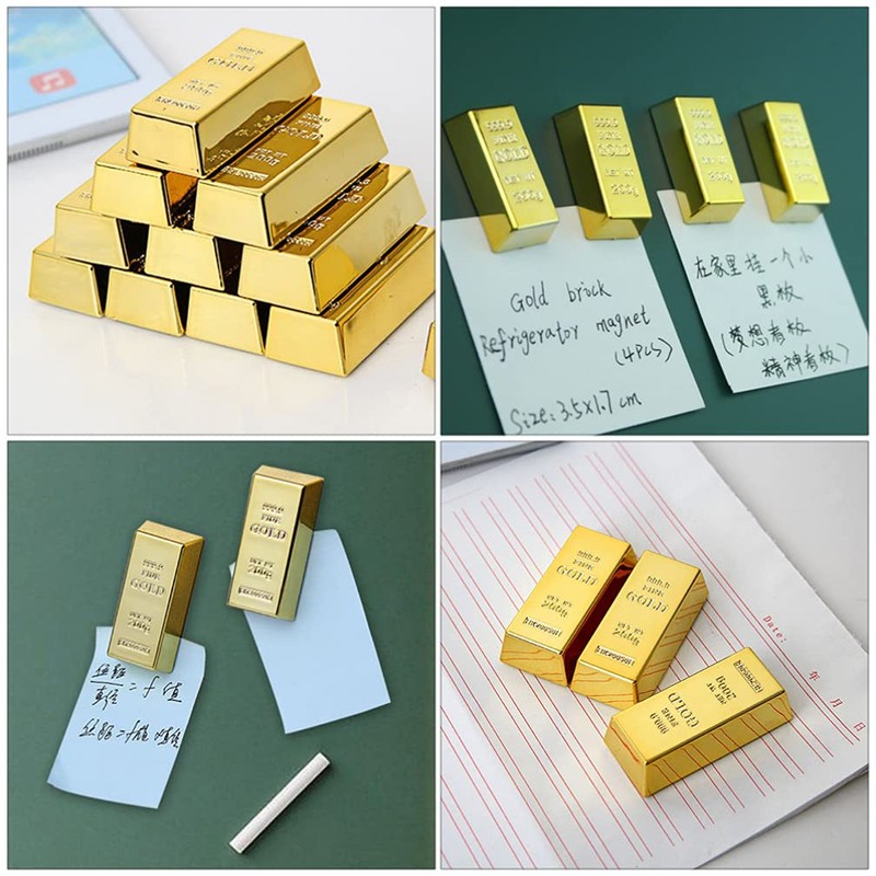 Mini Fridge Magnets Golden Brick Loose Stickers Gold Brick Decorations