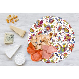 Mexican Handmade Wooden Cheese Board with Resin Finish – Ideal for Charcuterie, Serving Tray, and Entertaining. Model: Mexican folklore