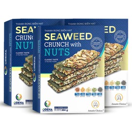 Seaweed Crunch with Nuts Classic Taste. Seaweed Snack Bars with Cashews, Almonds & Pumpkin Seeds by Amazin Choices. Premium Snack, Vegan, Snack Strips, Asian Chips Variety Pack, Seaweed Sheets, Sandwich Seaweed - 32.1oz - Box of 3 (48 counts )