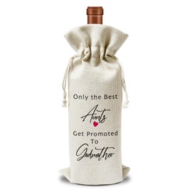 bxtala Godmother Proposal Wine Gift Bag, Godmother Gifts for Aunts Godmother, 1pcs Reusable Burlap Wine Gift Bag for Wine Bottles, Mother's Day Baptism Pregnancy Announcement Holiday Party Favor -21