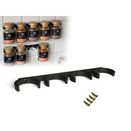 Printari Spice Rack Wall Shelf for 4 Ankerkraut Cork Jars Spice Jars Including Mounting Material (Black, for 4 Spice Jars)