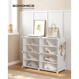 SONGMICS Shoe Rack Organizer, 8-Tier Shoe Storage Cabinet for Closet and Entryway, Holds 48 Pairs of Shoes, Adjustable,White ULPC040W01