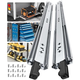 Furniware 1 Pair 265 lb Load Capacity Heavy Duty Locking Drawer Slides 40 36 30 24 20 18 Inch Full Extension Ball Bearing Drawer Glides Side Mount Rail RV Industrial Tool Box Runner, 36 Inch