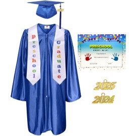 MyGradDay Shiny Kindergarten & Preschool Graduation Gown Cap Tassel 2024 &2025 Charm