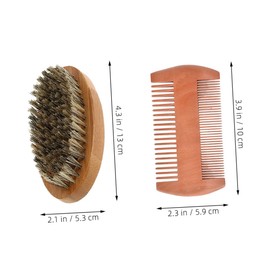 Healeved Beard Brush Kit for Men 2-in-1 Wood Comb and Bristle Brush Set for Mustache Grooming