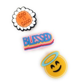 WorkedLikeACharm 3pcs Cross Faith Blessed God is Good Religious Shoe Charms for Clog Shoes Decoration Gift
