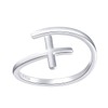 Simple Cross Ring Sterling Silver Adjustable Cross Wrap Open Ring
