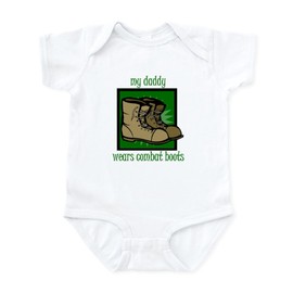 CafePress My Daddy Wears Combat Boots Onesie Cute Infant Bodysuit Baby Romper Cloud White