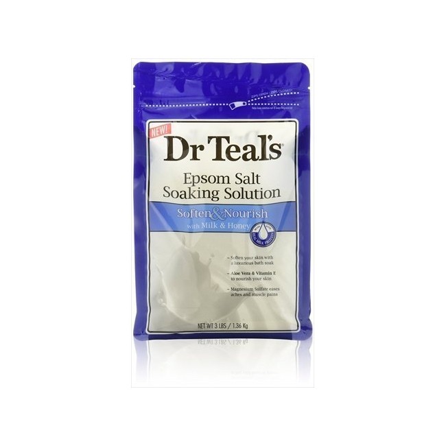 Dr. Teals Epsom Salt Soaking Solution, Soften & Nourish with Milk and Honey, 3 lb, 2 Pack