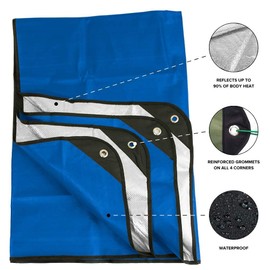 Arcturus Insulated Tarp | Reusable Heavy Duty Thermal Survival Blanket – 60 x 82 in, Reflects 90% Body Heat, Waterproof, Windproof, 3-Layer Design, Reinforced Grommets, Blue
