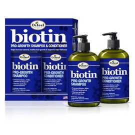 Difeel Champú y acondicionador de biotina Pro-Growth, juego de regalo de 2 piezas, champú y acondicionador para adelgazamiento del cabello y pérdida de cabello, champú y acondicionador sin sulfato