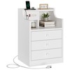 ADORNEVE Nightstand with Charging Station,White Night Stand with Hutch,Bedside Table